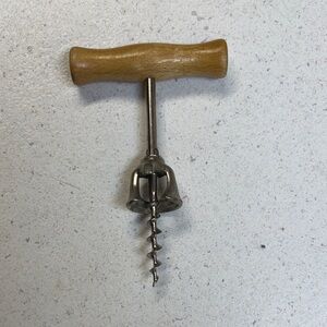 Vintage Wooden Handle Steel Corkscrew
